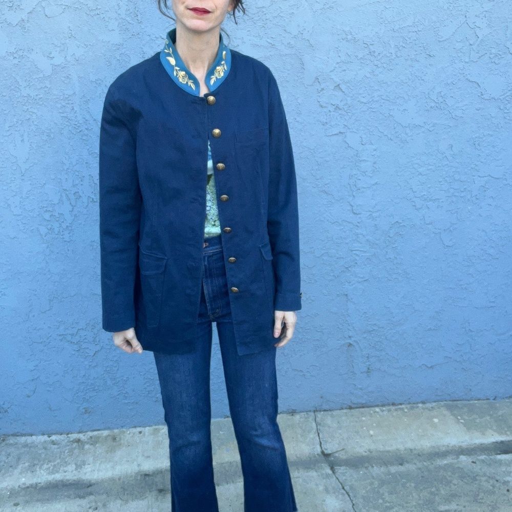 Vintage Majorette Jacket Long line navy military Steampunk